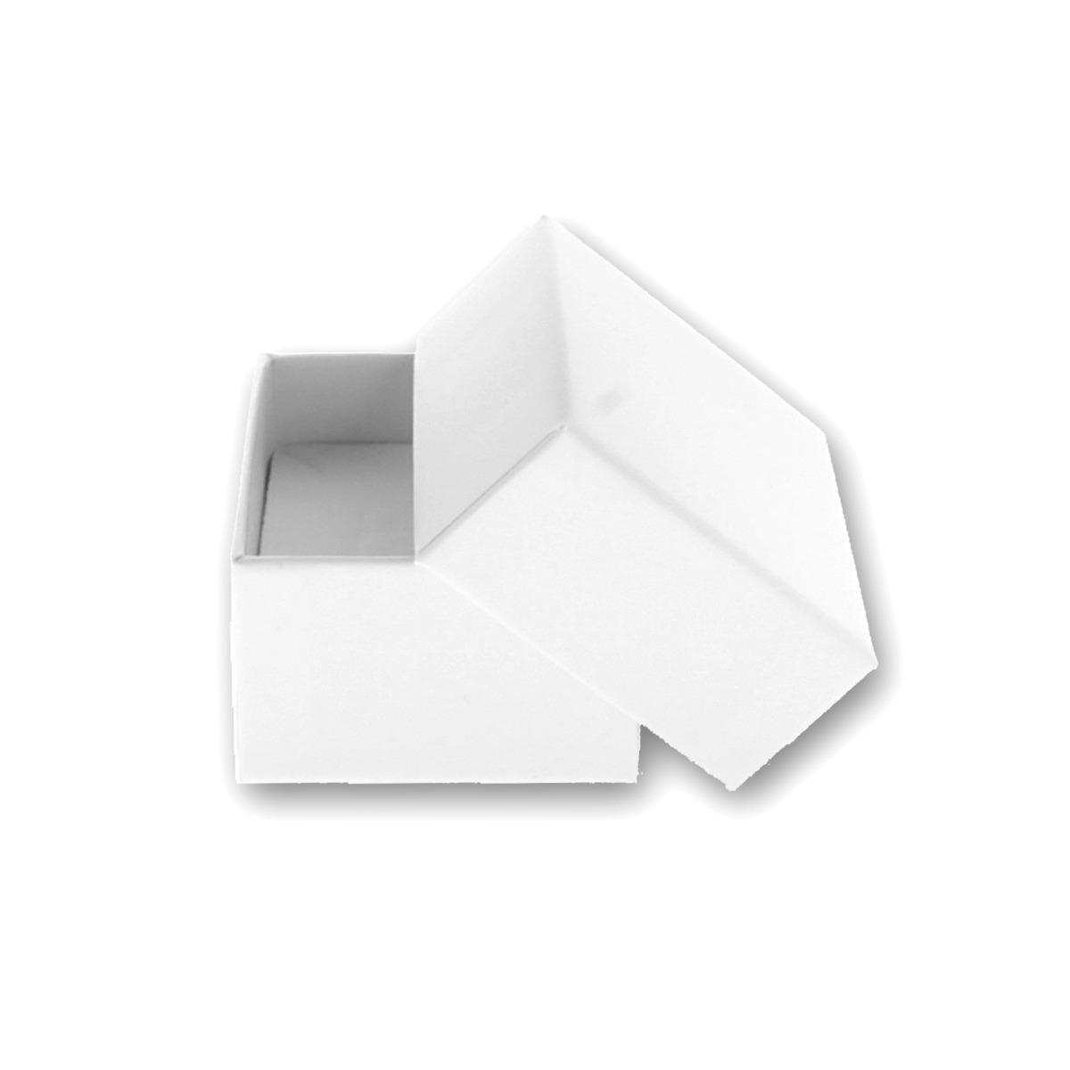 Astuccio multiuso per Gioielli cm 5,5 x 5,5 h 3,8 colore Bianco con nastro e fiocco Blu con Shopper inclusa