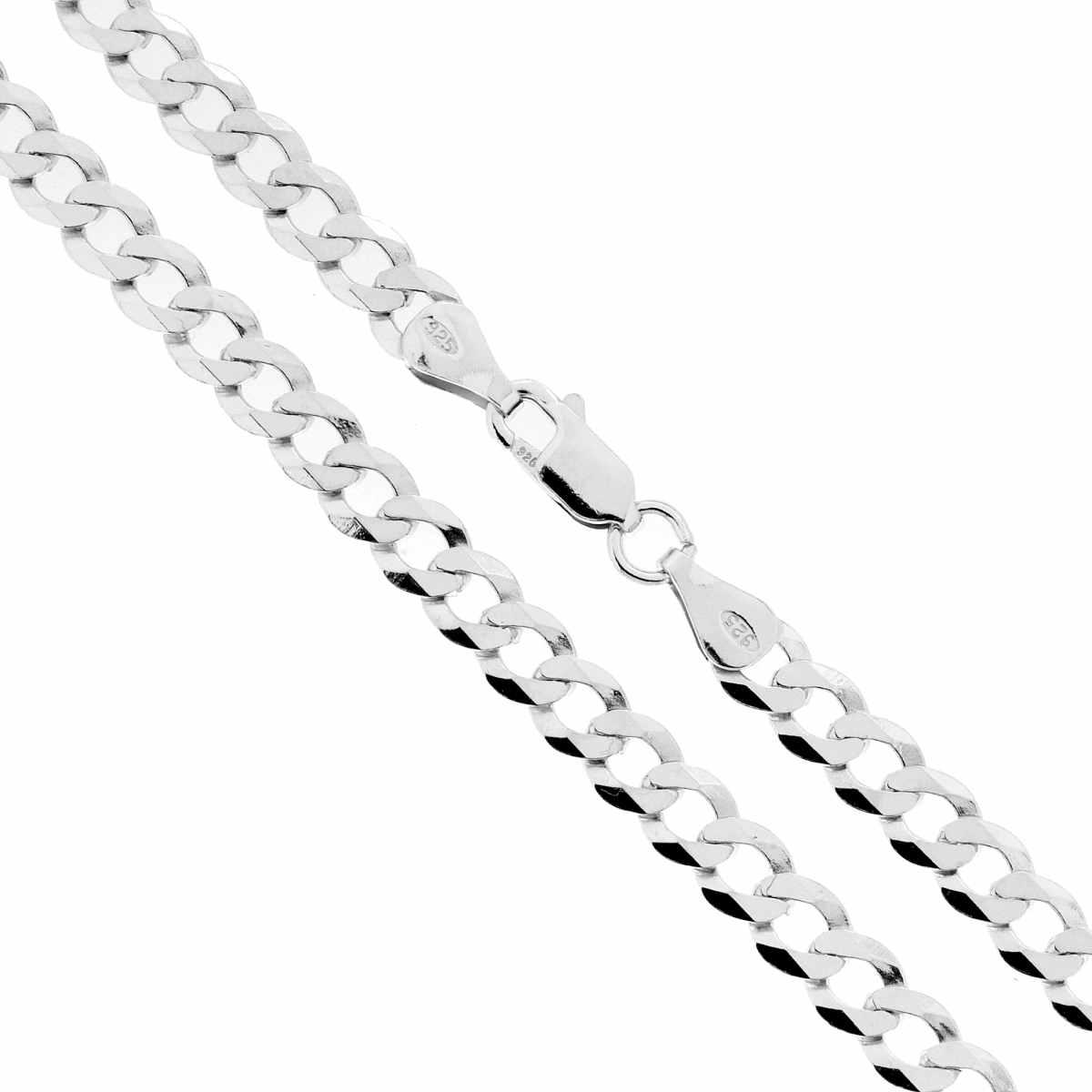 Catena Grumetta Compressa Diamantata cm 60 sezione mm 5.3 in ARGENTO 925 Galvanic Rhodium