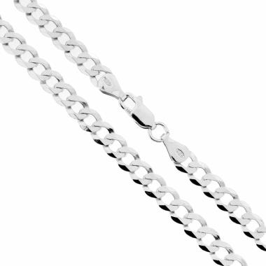 Catena Grumetta Compressa Diamantata cm 60 sezione mm 5.3 in ARGENTO 925 Galvanic Rhodium