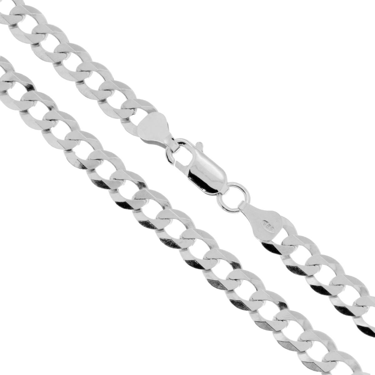 Catena Grumetta Compressa Diamantata 140 sezione mm 6.6 lunghezza cm 60 in ARGENTO 925 Galvanica Rodio