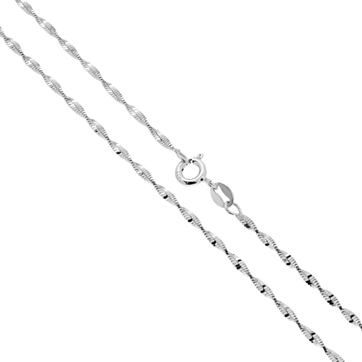 Catena Super Singapore 025 sezione mm 1.9 lunghezza cm 50 in ARGENTO 925 Galvanica Rodio