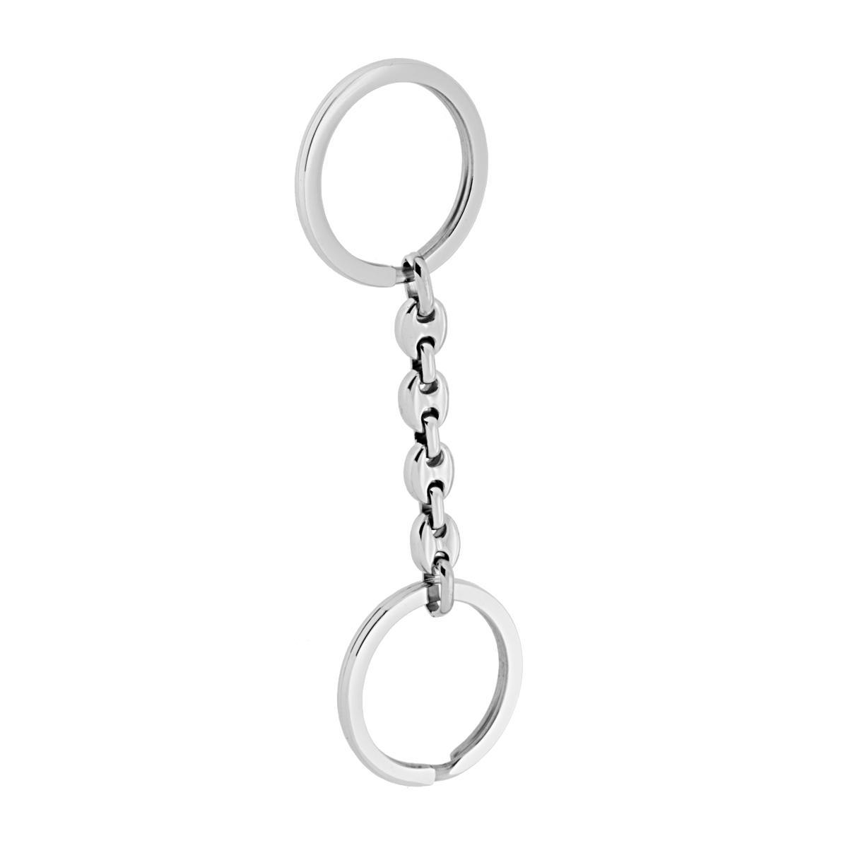 Portachiavi doppio Anello con Catena Marinara in ACCIAIO