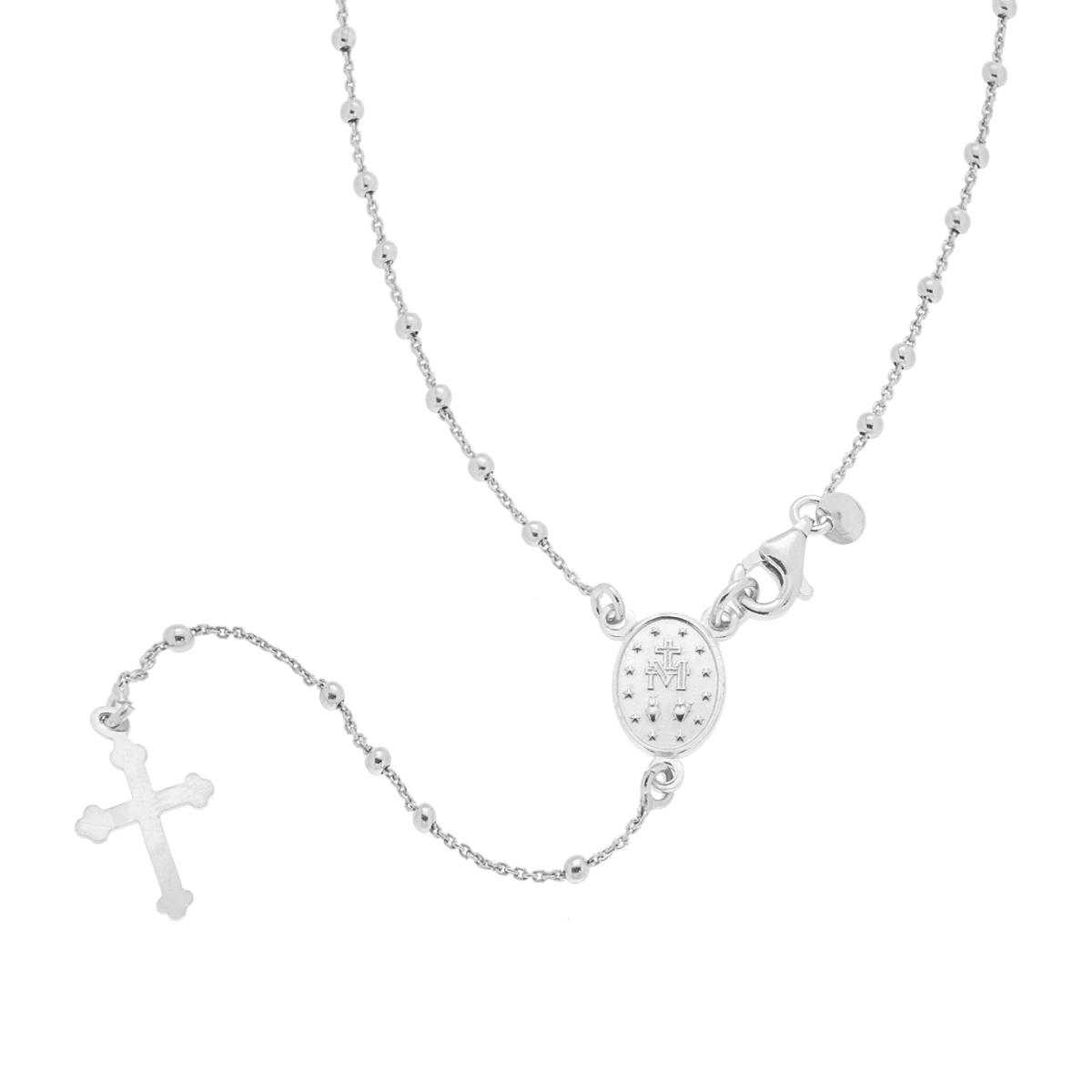 Collana Rosario cm 45 con Grani a pallina mm 2 in ARGENTO 925 Galvanica Rodio