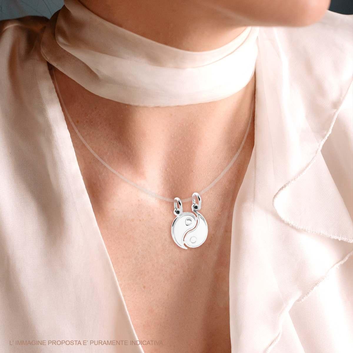 Ciondolo Yin Yang Spezzato che si spezza in Argento 925 Galvanica Rodio