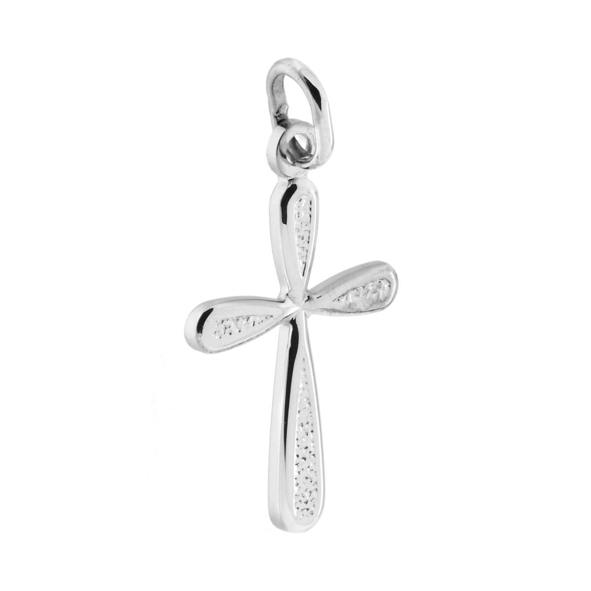 Ciondolo Croce Latina in ARGENTO 925 Galvanica Rodio