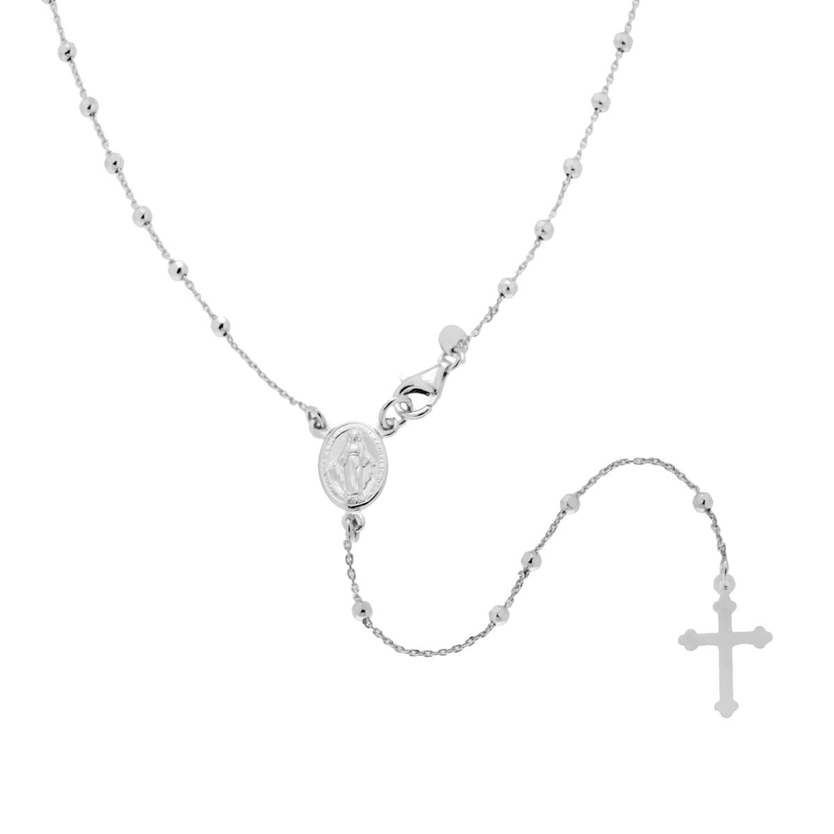 Collana Rosario cm 50 con Palline Diamantate mm 2,5 in ARGENTO 925 Galvanica Rodio