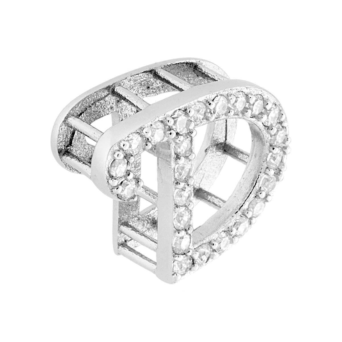 Ciondolo Lettera nome Iniziale Tridimensionale con Zirconi Bianchi in ARGENTO 925 Galvanica Rodio