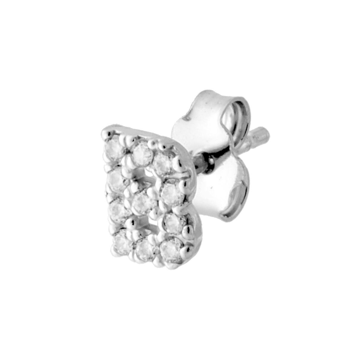 Orecchino Lettera per nome Iniziale con Zirconi Bianchi in ARGENTO 925 Galvanica Rodio