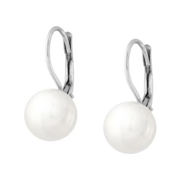 Orecchini Monachella Perla Parigi mm 10 colore Bianco in ARGENTO 925 Galvanica Rodio
