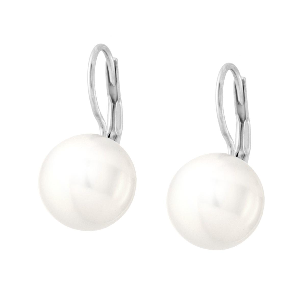 Orecchini Monachella Perla Parigi mm 12 colore Bianco in ARGENTO 925 Galvanica Rodio