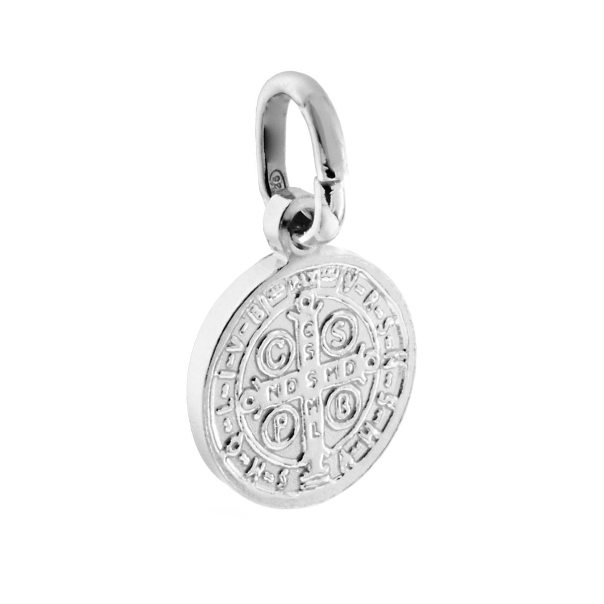 Ciondolo Medaglia Tonda con Santa Rita in ARGENTO 925 Galvanica Rodio