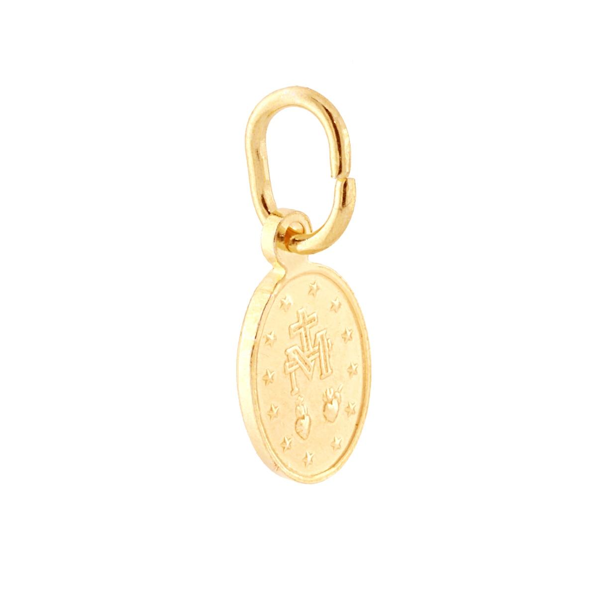 Ciondolo Medaglia Ovale con Madonna Miracolosa mm 14 in ARGENTO 925 Galvanica Oro