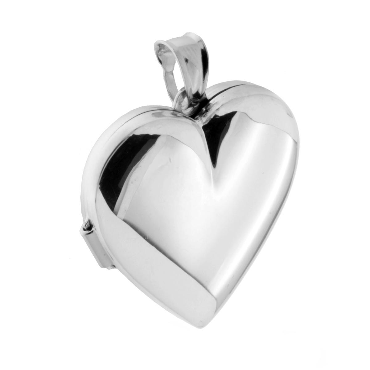 Ciondolo Portafoto o Porta Ricordi a forma di Cuore mm 30 in ARGENTO 925 Galvanica Rodio