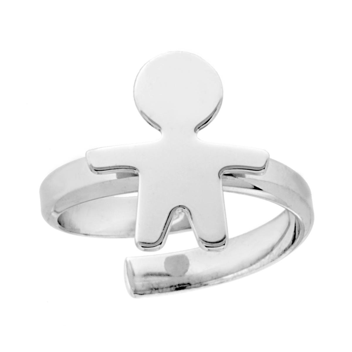 Anello Famiglia con figlio bimbo in ARGENTO 925 Galvanica Rodio