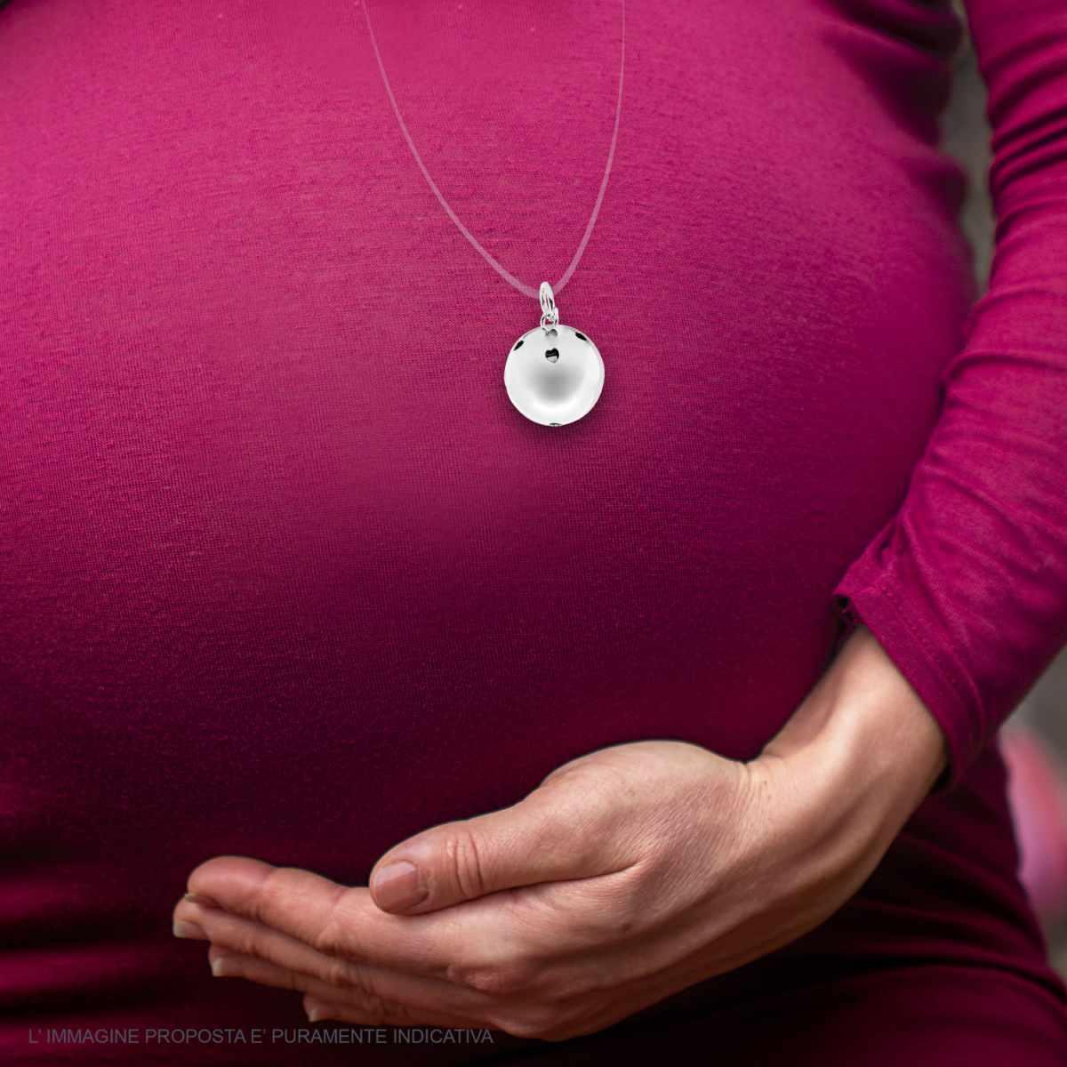 Ciondolo Chiama Angeli mm 23 con Cuori e Sonaglio in ARGENTO 925 Galvanica Rodio