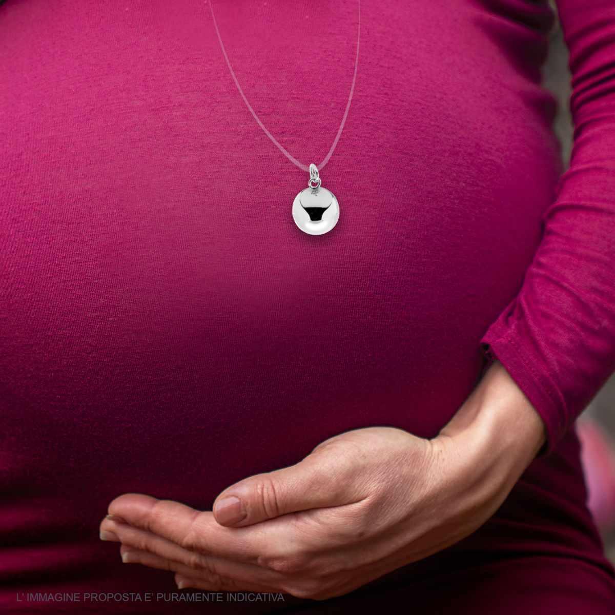 Ciondolo Chiama Angeli plain mm 19 con Sonaglio in ARGENTO 925 Galvanica Rodio