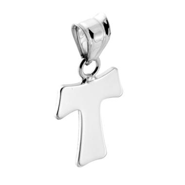 Ciondolo Croce Tao mm 20 in ARGENTO 925 Galvanica Rodio