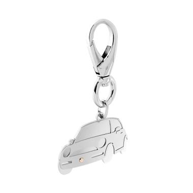 Portachiavi Uomo Donna a gancio Moschettone con Automobile e Punto Oro in ACCIAIO