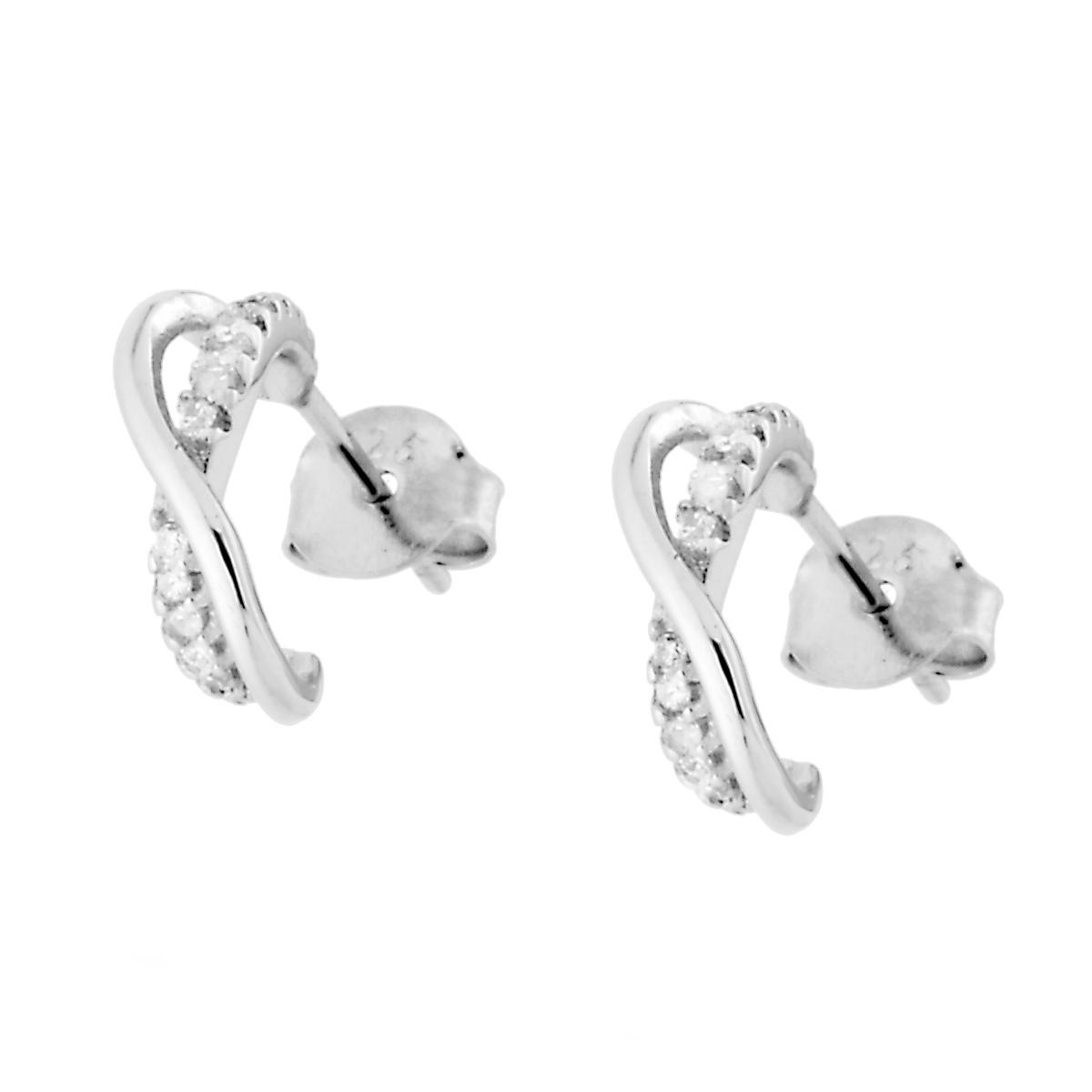 Orecchini Cerchio Creola con Zirconi in ARGENTO 925 Galvanica Rodio