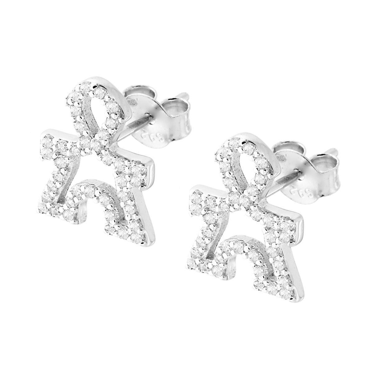 Orecchini a forma di Bimbo con Zirconi in ARGENTO 925 Galvanica Rodio