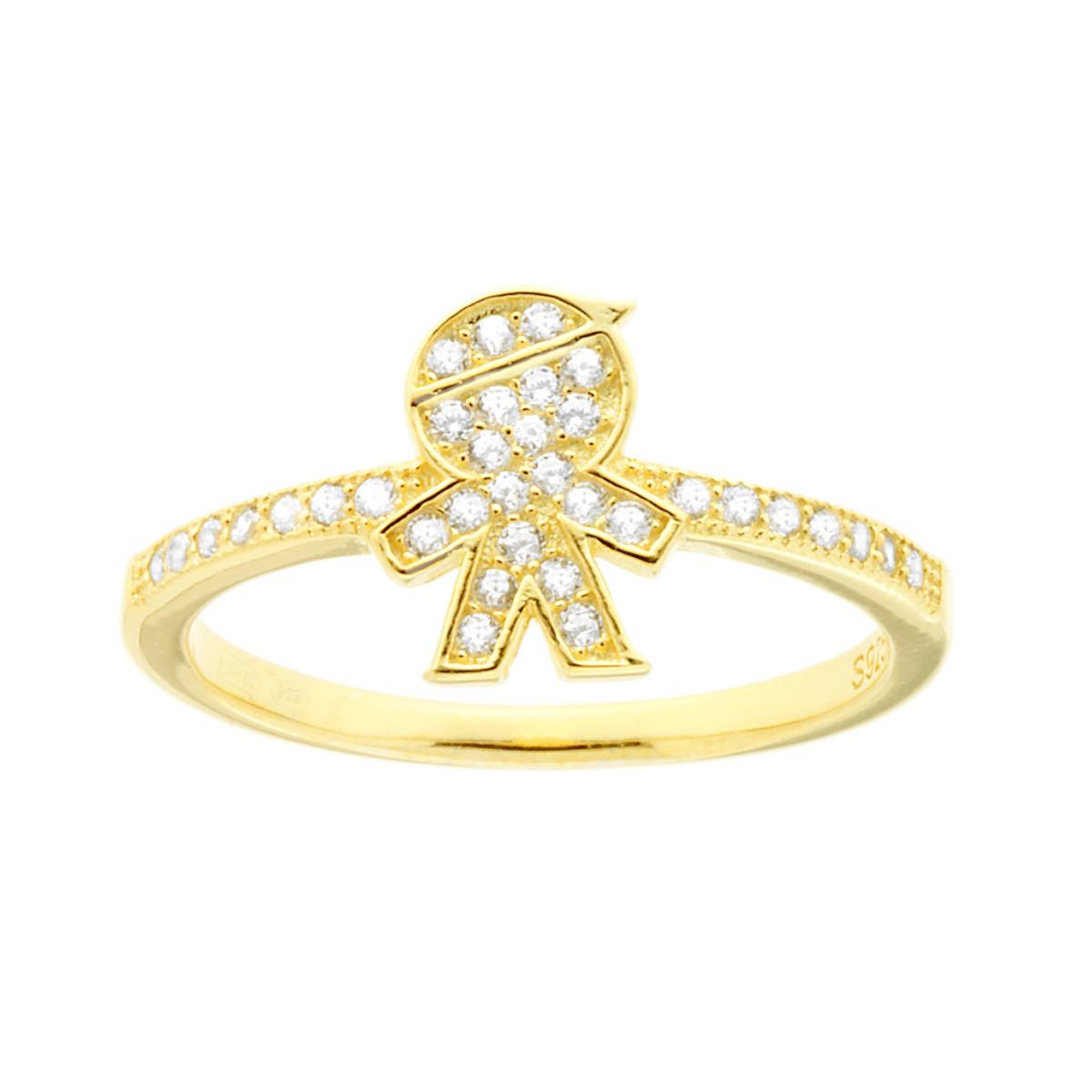 Anello Famiglia con figlio Bimbo Cubic Zirconia Bianchi in ARGENTO 925 Galvanica Oro