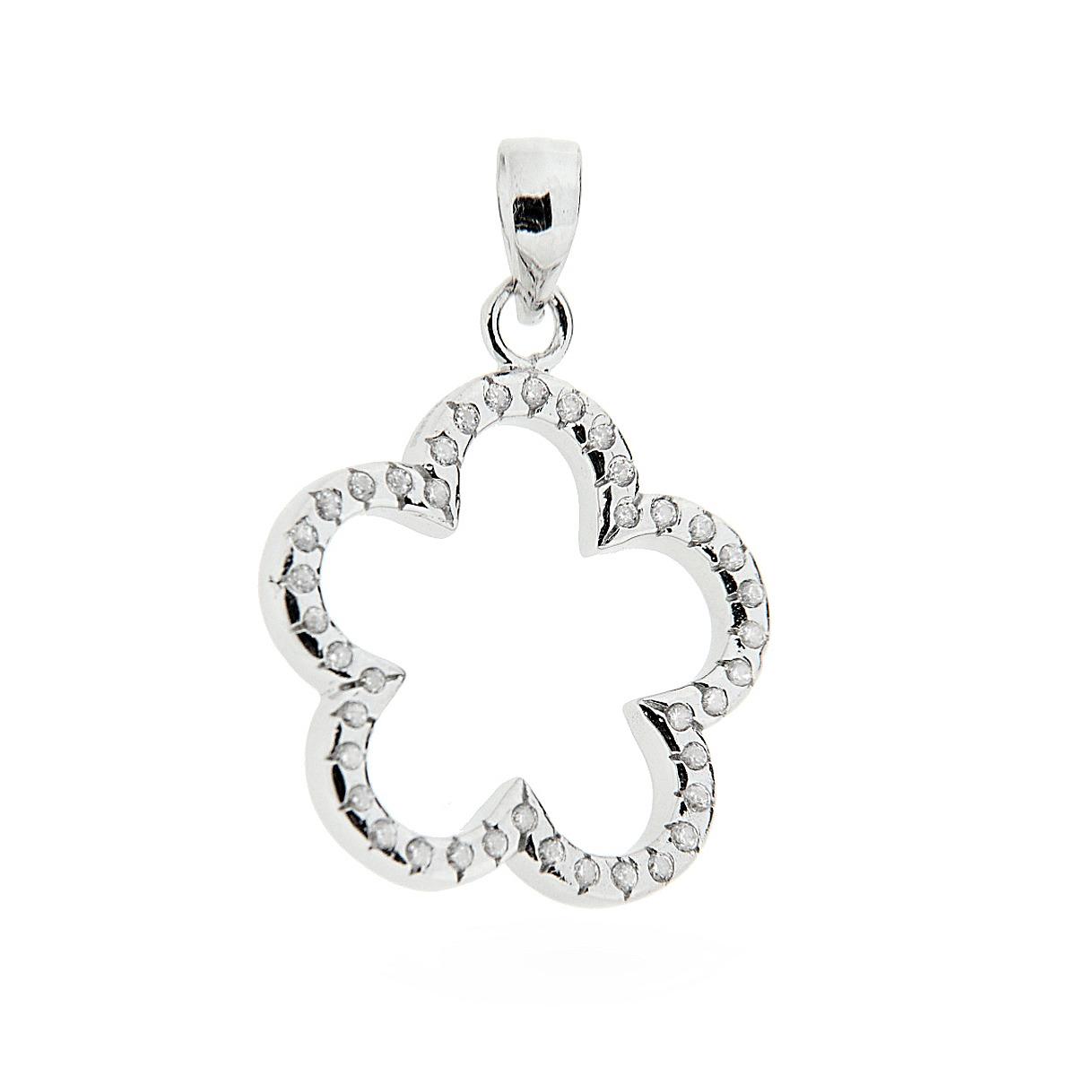 Ciondolo Fiore con Cubic Zirconi in ARGENTO 925 Galvanica Rodio