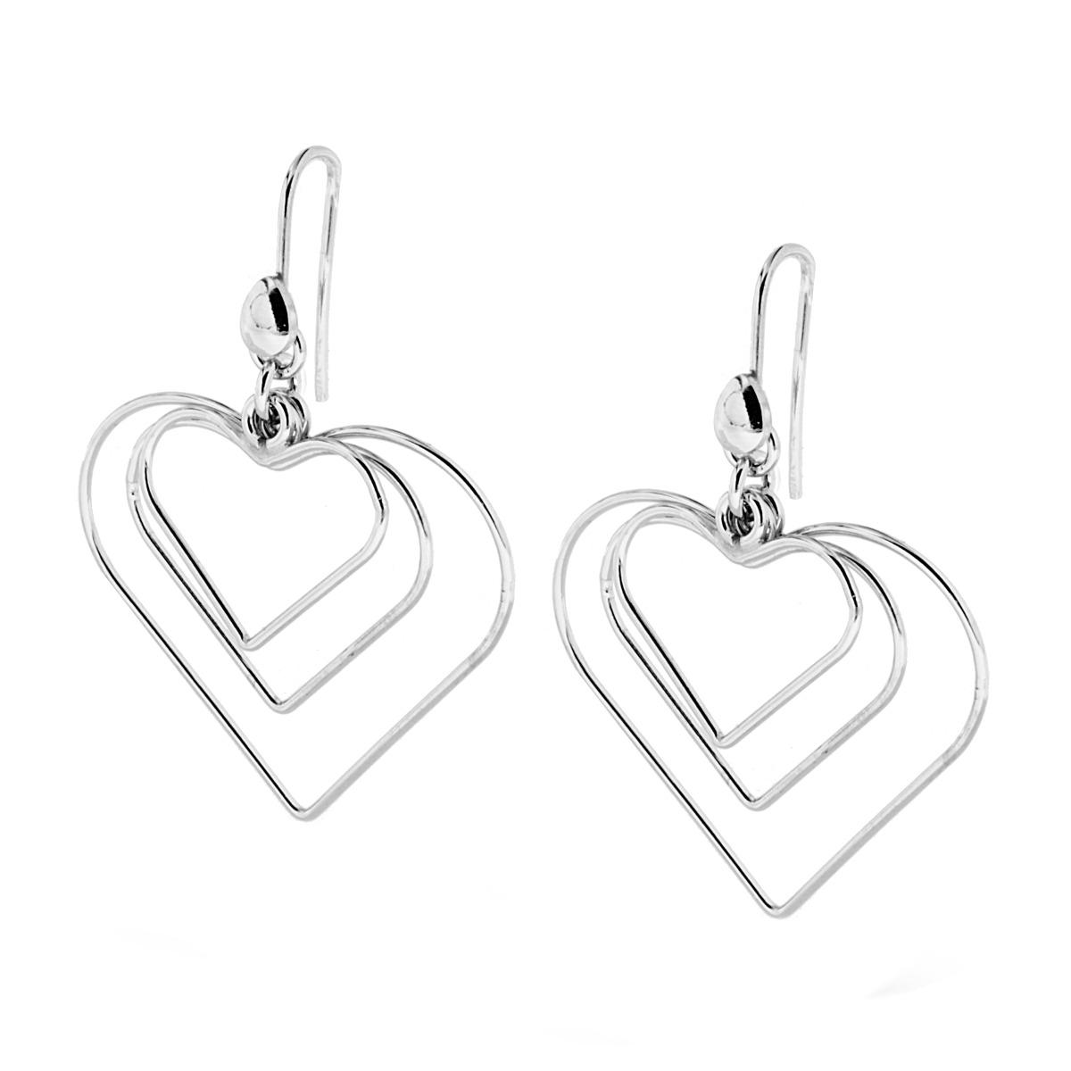 Orecchini con sagoma a forma di Cuore in ARGENTO 925 Galvanica Rodio