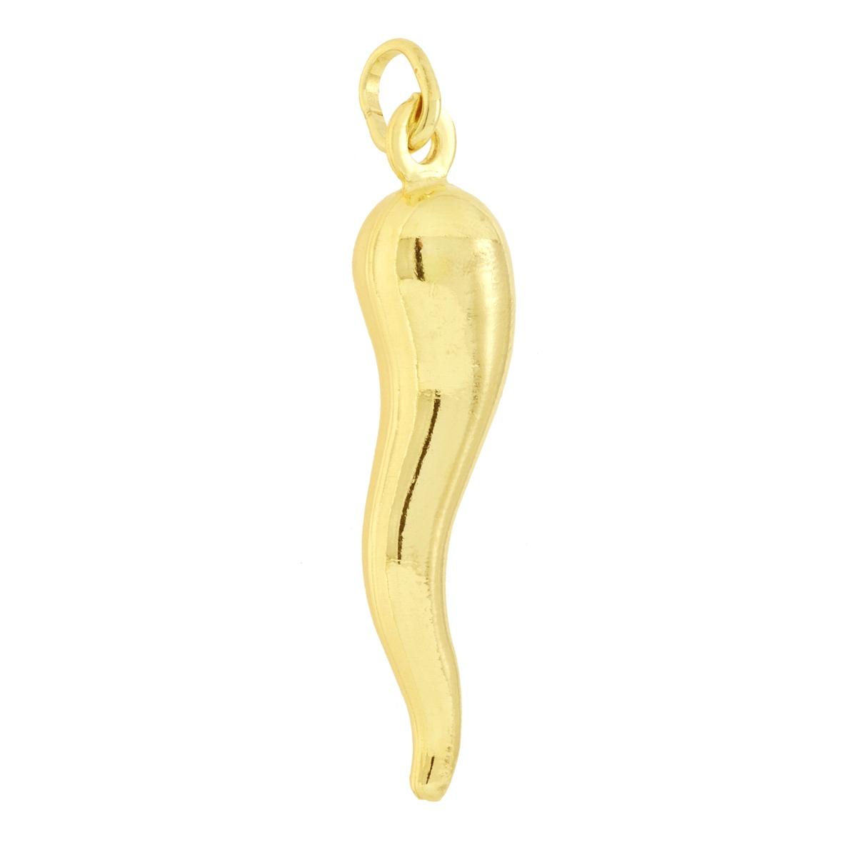 Ciondolo Portafortuna Corno mm 42 in ARGENTO 925 Galvanica Oro