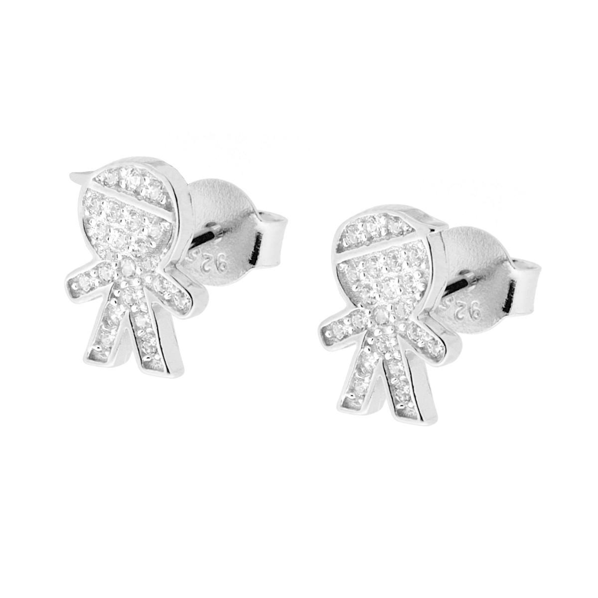 Orecchini Bimbo con Zirconi Bianchi in ARGENTO 925 Galvanica Rodio