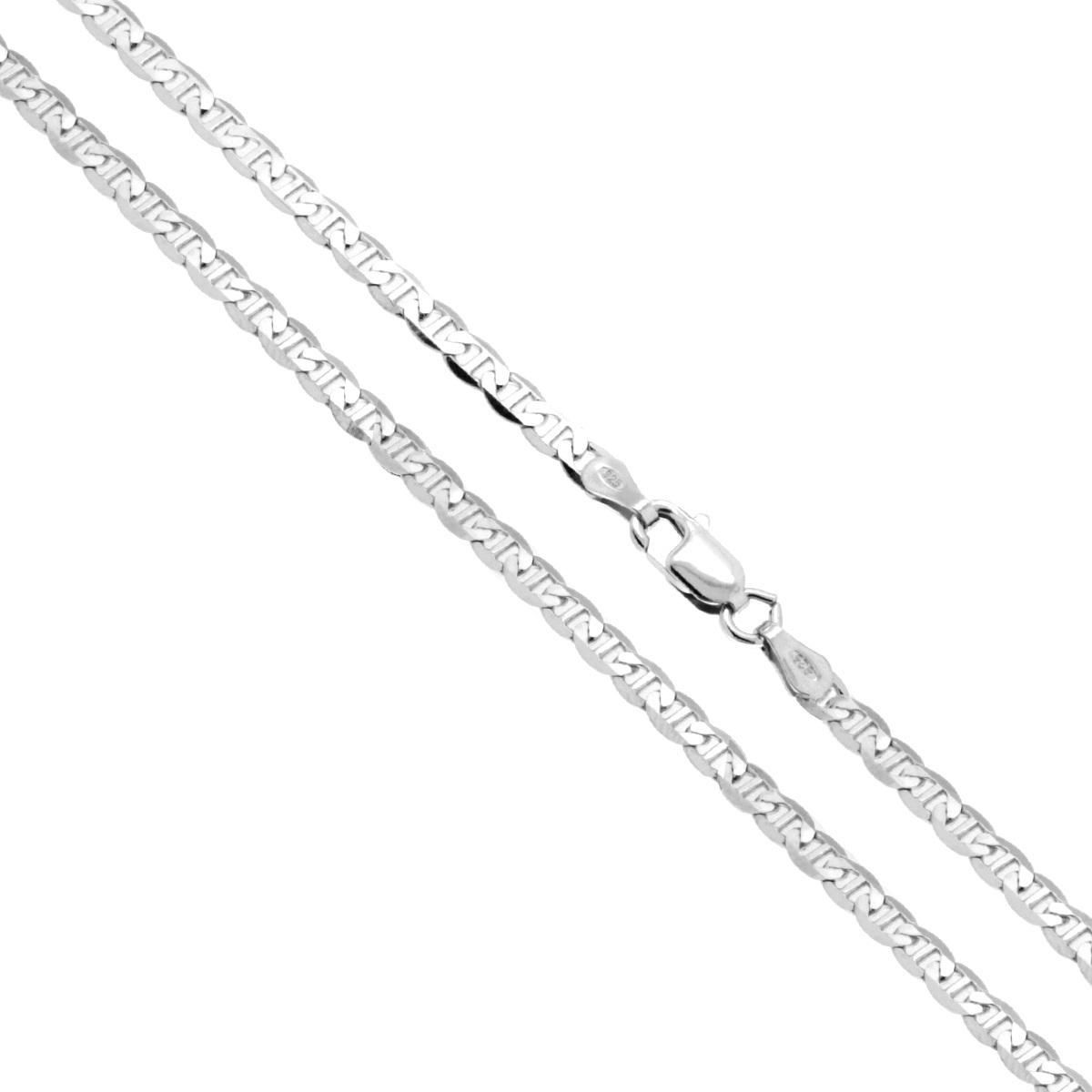 Catena Traversino Diamantata sezione mm 3.3 lunghezza cm 60 in ARGENTO 925 Galvanica Rodio