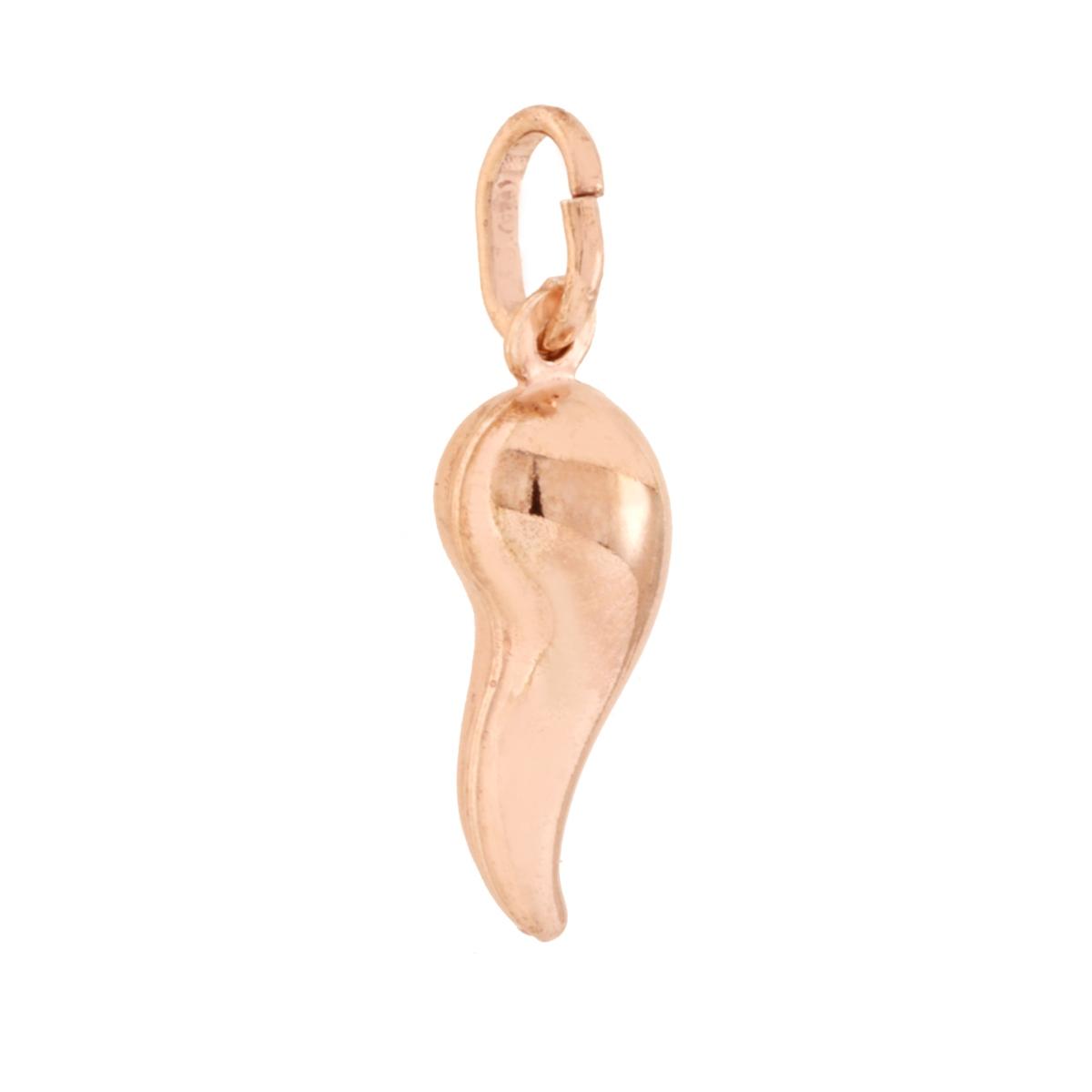 Ciondolo Portafortuna Corno mm 21 in ARGENTO 925 Galvanica Rosa<br />