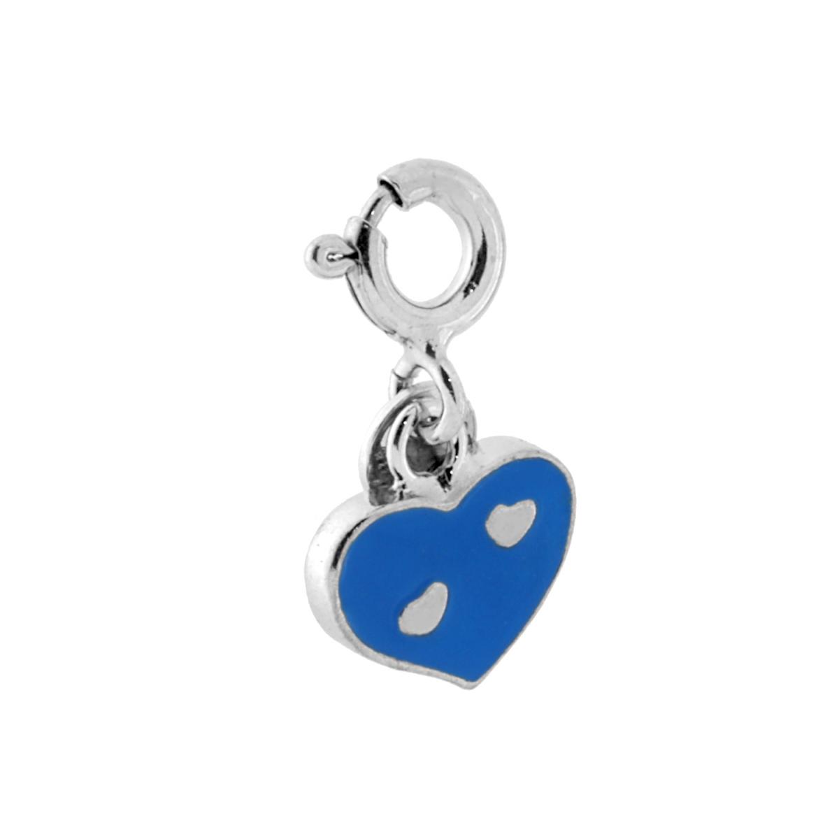 Ciondolo Cuore con Smalto Azzurro in ARGENTO 925 Galvanica Rodio
