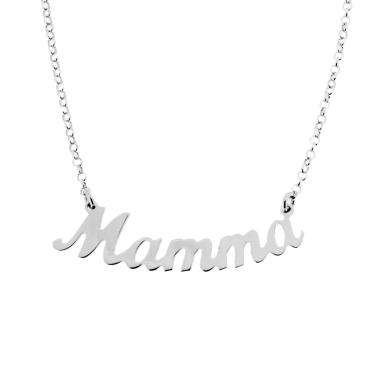 Collana nome in corsivo Mamma in ARGENTO 925 Galvanica Rodio