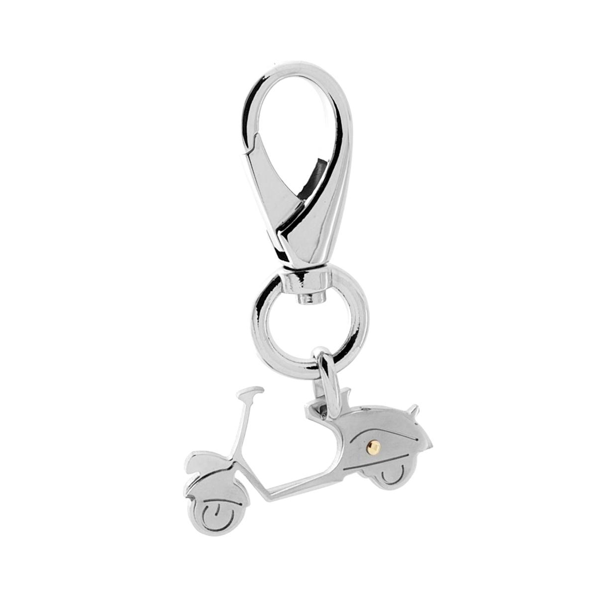 Portachiavi Uomo Donna a gancio moschettone con Vespa e Punto Oro in ACCIAIO