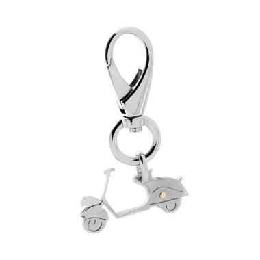 Portachiavi Uomo Donna a gancio moschettone con Vespa e Punto Oro in ACCIAIO