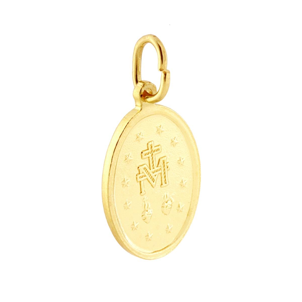 Ciondolo Medaglia Ovale mm 22 Madonna Miracolosa in ARGENTO 925 Galvanica Oro