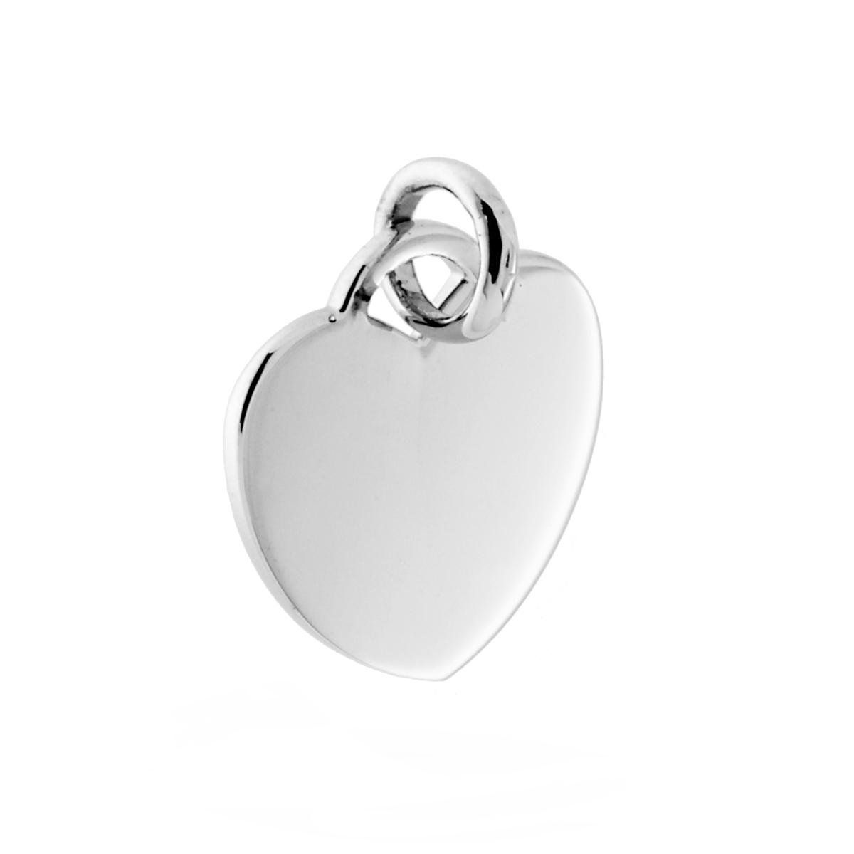 Ciondolo Piastrina Medaglietta per incisione a forma di Cuore mm 15 in ARGENTO 925 Galvanica Rodio