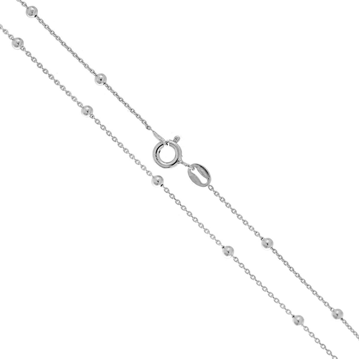 Catena Forzatina cm 45 alternata con palline lisce mm 2.5 in ARGENTO 925 Galvanica Rodio