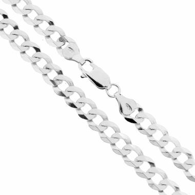 Catena Grumetta Compressa Diamantata cm 50 sezione mm 6.6 in ARGENTO 925 Galvanic Rhodium