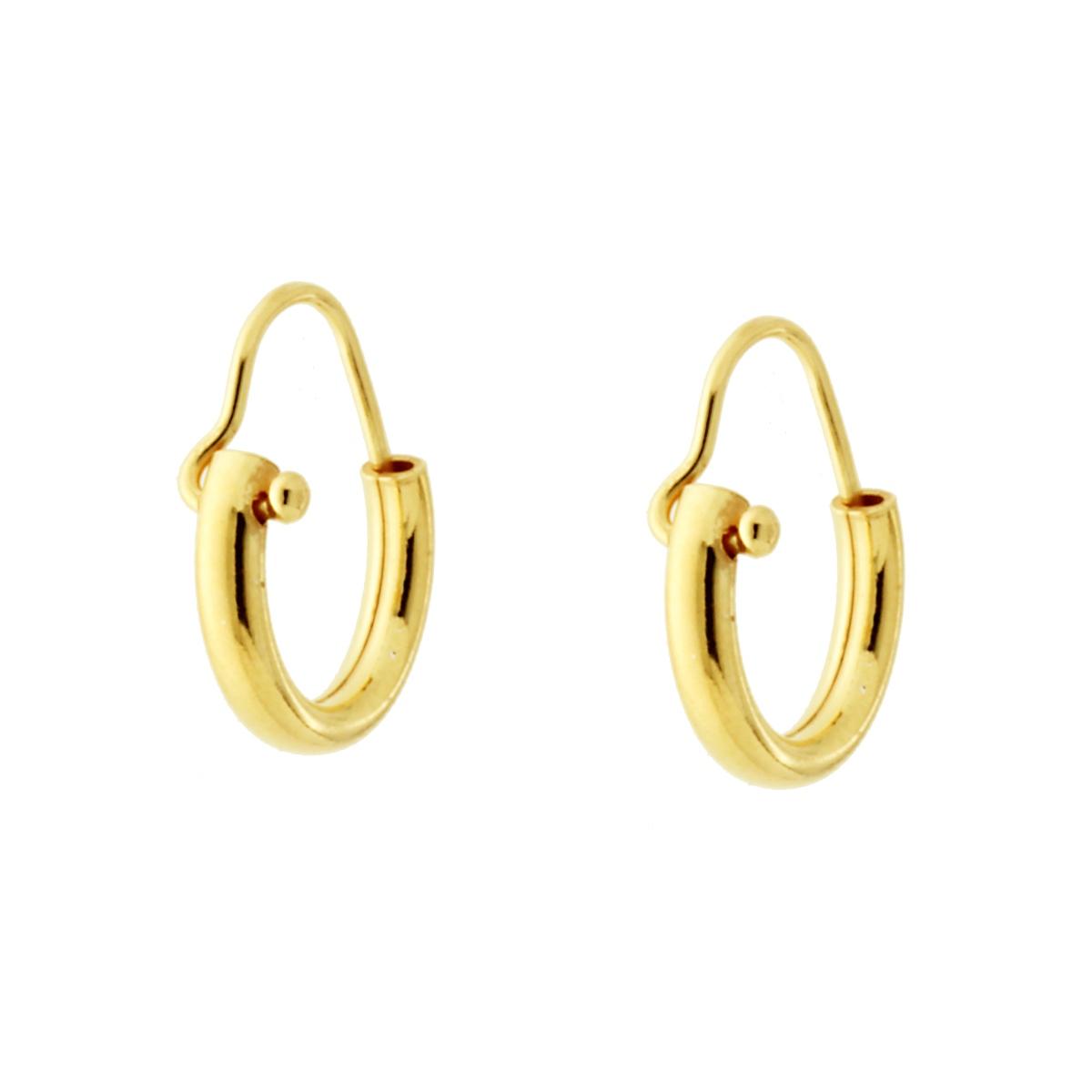 Orecchini Cerchio mm 12 con canna tubolare mm 2.3 in ARGENTO 925 Galvanica Oro