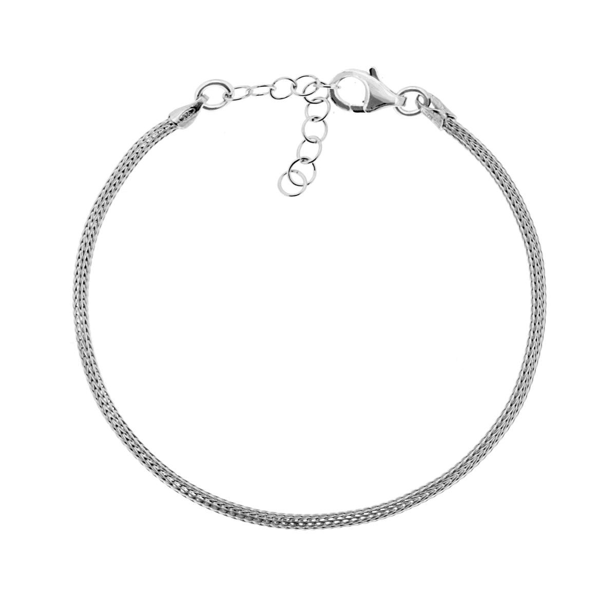 Bracciale Maglia Calza mm 2 in ARGENTO 925 Galvanica Rodio