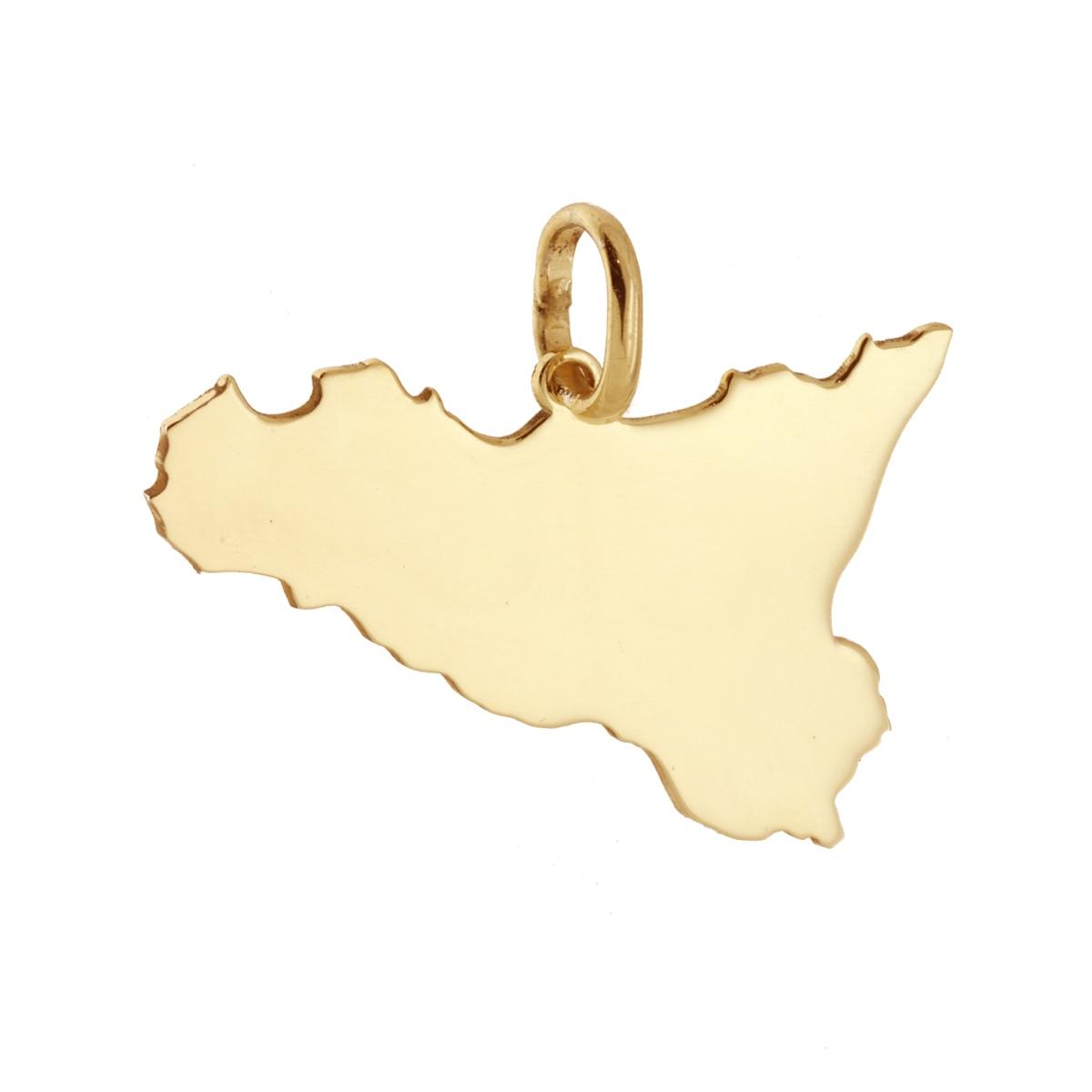 Ciondolo con sagoma plain a forma di Sicilia mm 21x30 in ARGENTO 925 Galvanica Oro