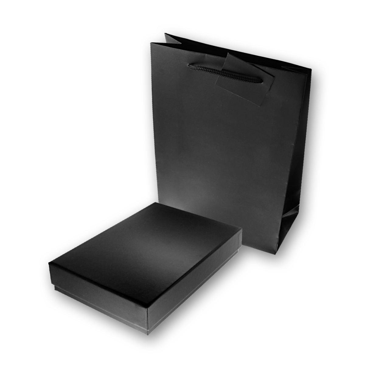 Astuccio collana per Gioielli cm 13.4 x 18.8 h 3.8 colore Nero con Shopper inclusa