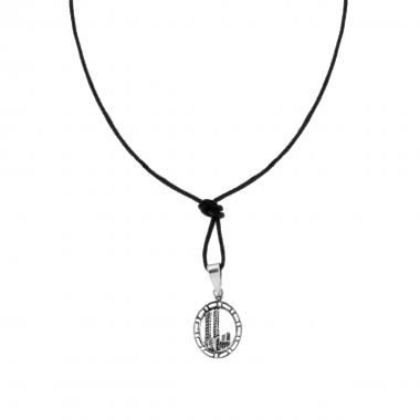 Collana con Ciondolo Torri Gemelle in ARGENTO 925 e Laccio in Cotone