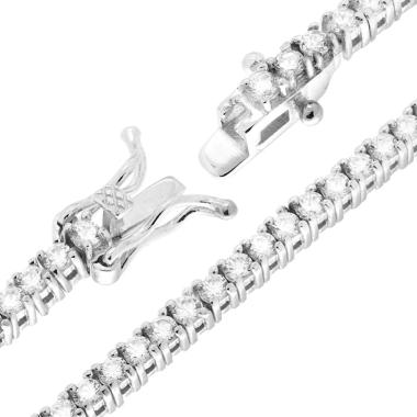 Bracciale Tennis Griffe cm 19 con Zirconi mm 2 Bianchi in ARGENTO 925 Galvanica Rodio