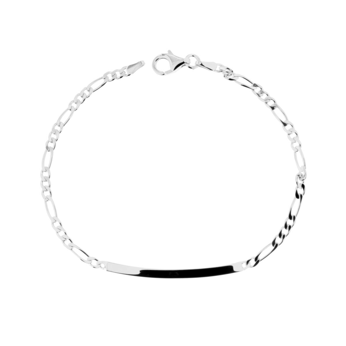 Bracciale Targa Plain con catena Figaro alternata Extraflat 3+1 cm 19  in ARGENTO 925