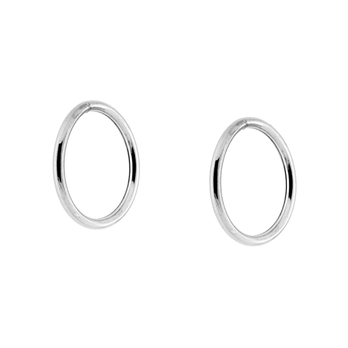 Orecchini Cerchio mm 13 con canna tubolare mm 1.2 in ARGENTO 925 Galvanica Rodio