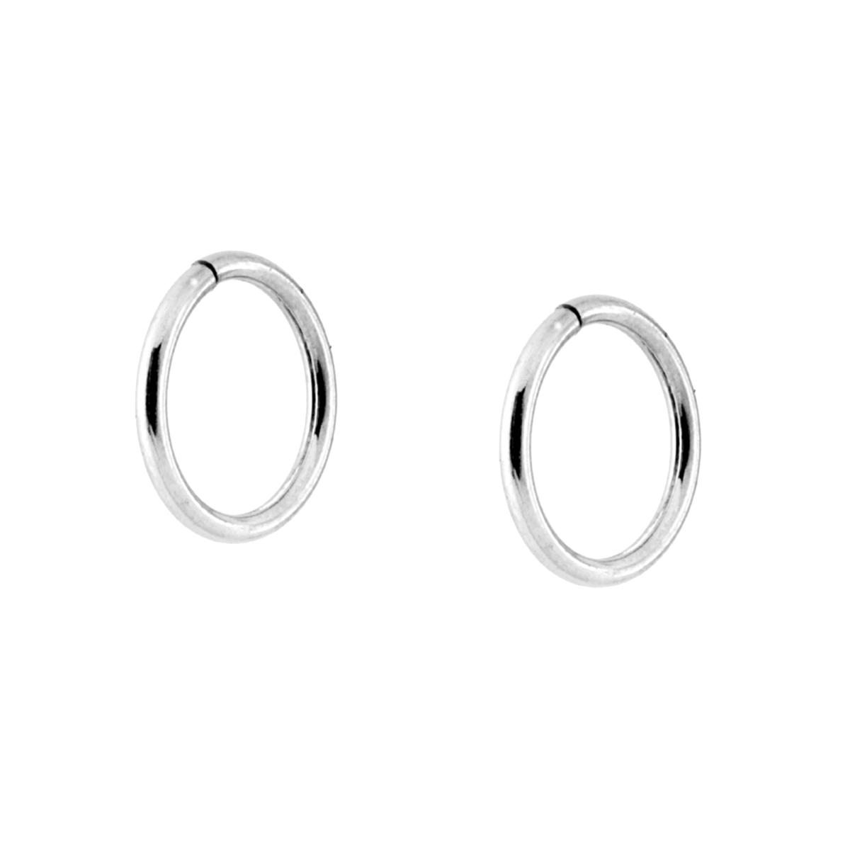 Orecchini Cerchio mm 10 con canna tubolare mm 1.2 in ARGENTO 925 Galvanica Rodio<br /><br />