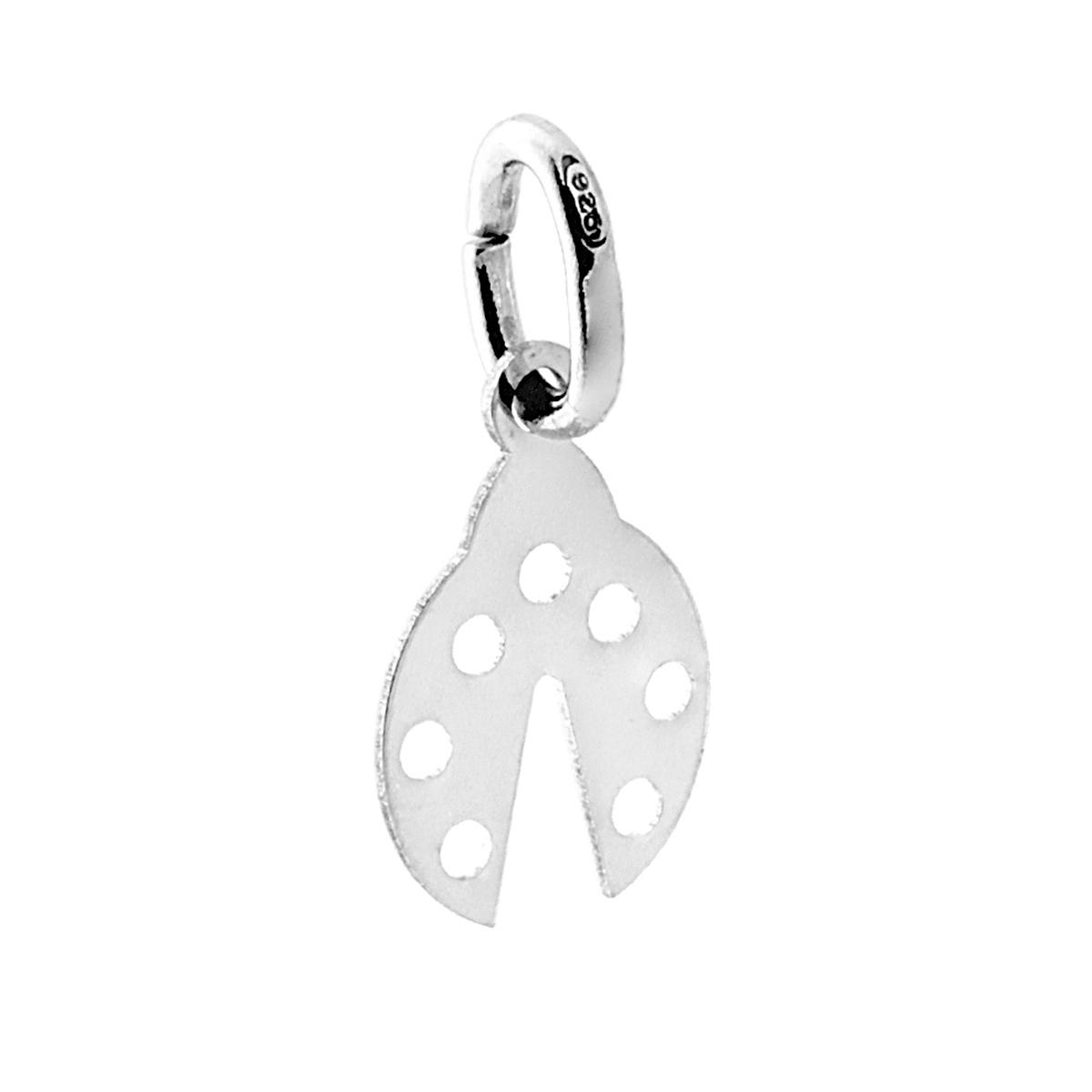 Ciondolo Portafotuna Coccinella in ARGENTO 925 Galvanica Rodio