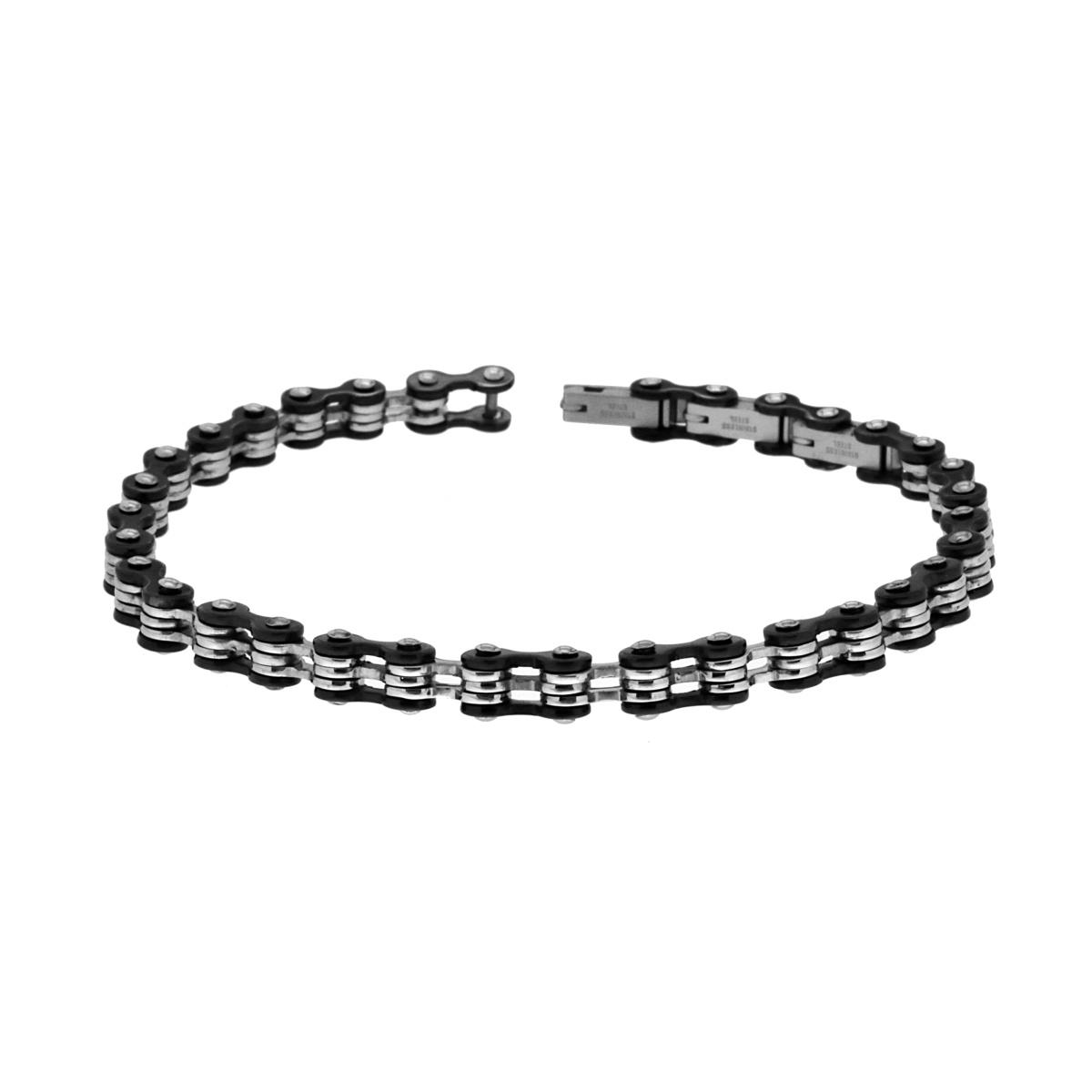 Bracciale Uomo Maglia Bicicletta Imperniata colore Nero in ACCIAIO